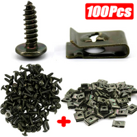Mixed Metal Self Tapping Screws Fastener U Shaped Clips Car Motorcycle Anti-rust Screw RetainerClip for Scooter ATV Moped E-bike