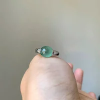 Creative new in silver inlaid natural ice chalcedony round bead glossy Rings for Women fashionable and Simple banquet jewelry