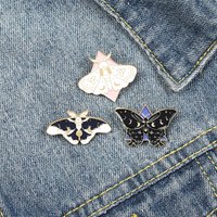 3Pcs Celestial Moon Moth Enamel Pins Set Witchy Star Butterfly Brooches Gothic Lapel Badges Aesthetic Jewelry Gift