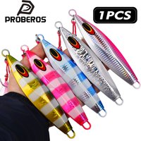 Proberos 100g-300g Simulation 3D Fish Eye Hooks Bait 5-Color Luminous Slow/Speed Jigging Hard Lures 1PC Artificial Sea Bass Bait
