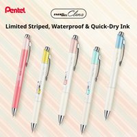 Pentel Energel BLN75 Stripe Limited Quick-Drying Retractable Gel Pen,0.3/0.4/0.5mm Black Smooth&Comfortable Grip For Daily Use