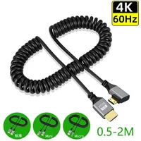4K60HZ 0.5-2.0M Micro mini HDMI-Compatible TO HDMI Minihdmi Microhdmi Coiled Extension Flexible Spiral Cable Male to Male Plug