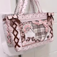 New Ribbon Lolita Sweet Shoulder Bag Cute Polka Dot Y2k Handbag Bows Kawaii Teenage Girl Itabag Fashion Large Capacity Tote Bag