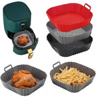 New 1/2pcs of 22cm Silicone Air Fryer Oven Baking Plate Pizza Fried Chicken Silicone Basket Reusable Air Fryer Liner Accessory
