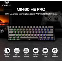 Klawiatura mechaniczna AULA Mini60 HE/Pro/Max 60% z przełącznikami magnetycznymi, RGB, trójtrybowa, bezprzewodowa, 8000Hz, 0.01mm RT, dla graczy PC, idealna na prezent.