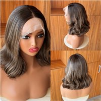 Futura Brown Blonde Highlighted Synthetic Wig Lace Front Short Bob Glueless High Quality HD 13x4 for Women