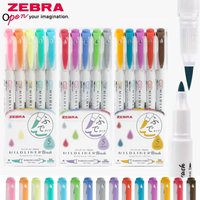 Zebra Highlighter WFT8 Mildliner Brush Mark Pens, Dual Head Handbook Set for Funny Lettering Sketching Greeting Cards Journaling