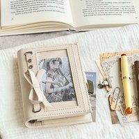 A7 Leather Loose Leaf Notebook Detachable Inner Pages Portable Journal Transparent Window Decor Notepad Daily Record Collection