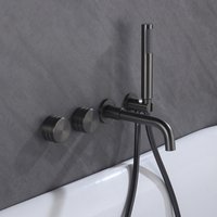 Brushed Gold Bathroom Faucet Wall-Mounted Bathtub Outlet Brass Hand-Held Shower Head Hot and Cold Bathroom Mixer Tap