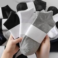 1/6/12pairs of solid color ankle socks, black and white gray invisible breathable cotton sports socks for men/women, short socks
