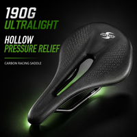 190g Ultralight Hollow Carbon Bike Saddle Pressure Relief Bicycle Seat 143/155mm 7x9mm Rail Road MTB Gravel Racing Bike WALGUN