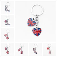Bag Purse Charm Key Chain Souvenir Gift Union Jack Keyring UK Flag Keychain Heart Pendant GB British Flag