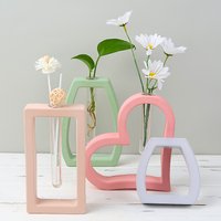 Hydroponic Test Tube Vase Silicone Mold Nordic Style Ornament Plaster Mold Geometric Rectangle Heart Flowerpot Crafts Home Decor