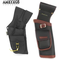 Archery Hip Arrow Quiver Cowhide Leather Arrow Bag Right Hand Can Hold 20-30pcs Arrows for Bow Hunting Arrow Case Shooting