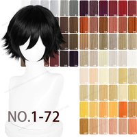 Anime Upgraded 32cm Short Flipped Ends Cosplay Wig Pure White Silver Black Brown Red Man Women Heat Resistant Synthetic Hair