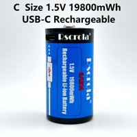 1.5V C Size LR14 Rechargeable Li-ion Battery 19800mWh High Capacity with Type-C USB Charging Port for Flashlight Gas Stove