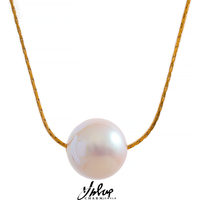 Yhpup 15mm Korean Style Big Imitation Pearl Chain Stainless Steel Necklace Jewelry Women Gold Color Pvd Plated Elegant Gala New