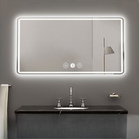 High Definition Anti Fog Wall Mounted Lighted Mirror Espejos De Baño Rectangle Smart Mirror Touch Screen LED Bathroom Mirrors