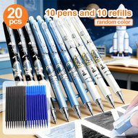 10 Astronaut Erasable Gel Pens and 10 Refills, 0.5mm Fine Tip, Blue and Black Ink, with Built-In Eraser, Perfect for Note-Taking and Writing, Ideal Office and Study Supplies, Perfect Birthday Gift