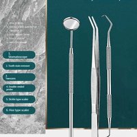 3PCS Stainless Steel Dental Tool Set Dental Oral Care Endoscopic Cleaning Calculus Remover Tooth Stains And Tartar image 4