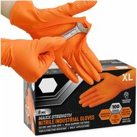 8Mil Super Duty Orange Nitrile Gloves Disposable Diamond Textured Safety Protective Work Gloves Auto Mechanic Industrial Gloves