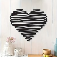 Metal Modern Heart Metal Wall Sculpture - Versatile Iron Art for Enhancing Cafe, Office, Lounge & Home Interiors 1pc