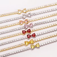 High Quality Bow Tennis Bracelet For Women Sparkling Luxury Crystal Cubic Zirconia Bracelet, Women's Jewelry Gift