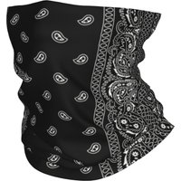 Custom Black And White Paisley Chicano Bandana Style Neck Gaiter Men Women Winter Black And White Bandana Scarf for Ski