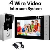 4 Wire 7 Inches Wired Video Doorbell Door Phone Support Unlock, Monitoring, Dual-Way Intercom for Villa Home Office Apartment
