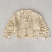 2024 New Autumn Toddler Baby Girl Knitting Cardigan Long Sleeved Solid Color Knitted V-neck Coat Newborn Baby Girls Sweater