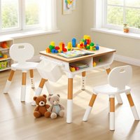 Kids Table and 2 Chairs Set,3Gear Height Adjustable Toddler Activity Table with Storage Drawer amp WipeClean Surface,Drawing Ta