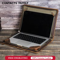 CONTACT'S FAMILY Genuine Leather Case for Macbook Pro Air 13 M4 M3 M2 M1 Pro 14 Pro 16 Business Laptop Sleeve Bag Briefcase