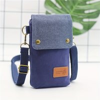 Solid-color canvas 3-layer single-shoulder crossbody phone bag, simple crossbody bag, multi-functional wallet