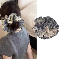 Elegant Four-layer Plaid Lace Large Intestine Scrunchie Hair Band For Women Girls Sweet Hair Tie Hair Ring Hair Accessories