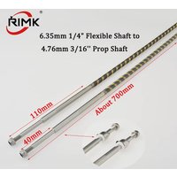 RC Hight Quality Left/Right 6.35mm 1/4" Flexible Shaft to 4.76mm 3/16'' Prop Shaft About 700mm Flex Cable for Gas Nitro RC Boat