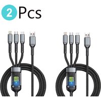 1-2PCS 3 In 1 100w Transparent Fast Charging Cable Type C Usb Micro For Iphone Samsung Huawei Xiaomi Pilot Lamp Charger Usb C 6A