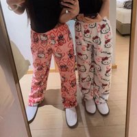 Y2K Hellokitty Pajamas Anime Women's Pajamas Cartoon Fashion Couple Home Sleepwear Trousers Leisure Home Clothing Winter Trouser