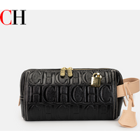 CH Luxury Letter Embossed Pillow Bag Retro Cylinder Waist Bag Large Capacity Daily Commute Chest Bag for Women