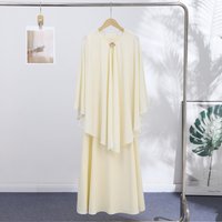 Elegant Cream Pleated Cape Abaya 2-piece Set Trendy Modest Satin Capelet Cozy Maxi Dress Muslim Clothing 2026 New Office Outfit