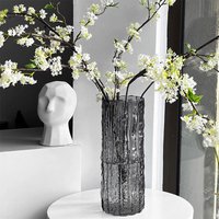 1PCS Minimalist Wind Glacier Vase Transparent Glass Vase Light Luxury High Sense Large Vase Living Room Dining Table Decoration