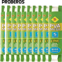 PROBEROS 10Pcs PVA Mesh Carp Fishing Feeder Bait Thrower Water Soluble Nets 5M 25/37mm ECO-Friendly Refill Hair Carp Rig Tackle