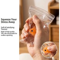Soft TPR Cute Goldfish Squishy Squeeze Toy Transparent Bag Slow Rising Sticky Handheld Stress Relief Novelty Holiday Present