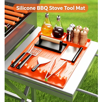 Silicone BBQ Stove Tool Mat Multi In One Heat-Resistant and Oil Leak Proof BBQ Griddle Tool Mat for Home Outdoor BBQ Cooking