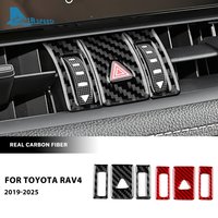 Real Soft Carbon Fiber Sticker For Toyota RAV4 XA50 2019 2023 2024 2025 LHD RHD Car Central Control Warning Light Button Trim