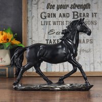 1PC Vintage Chinese-Style Resin Horse Sculpture Home Decor for Bedrooms Studies Office Desks Art Collectible