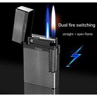 Black Metal Windproof Torch Gas Lighter Dual Flame Butane Lighter Smoking Accessories Gadget Men Gifts Cigarette Lighter 2025
