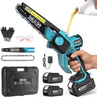 SEESII, mini tronçonneuse sans fil de 6 et 8 pouces, tronçonneuse électrique sans balais, tronçonneuse portative, scie de taille pour jardin, outils électriques pour le travail du bois et la coupe,