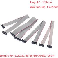 1PCS FC 1.27mm Pitch Gray Flat Ribbon Data Cable IDC Double Ends Same Direction 6/10/14/16/20/30/34/40P JTAG ISP Download Cable
