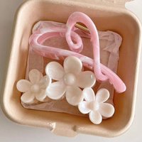 2Pcs Korean Hawaiian Flower Pink Heart Large Versatile Hair Claw Clip Women Girl Boho Non Slip Hold Barrette Hair Accessories