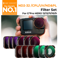 K&F CONCEPT ND2-32 32-512 CPL UV ND4 ND8 ND16 ND64 ND1000 Filter Kit for GoPro HERO 13 12 11 10 Black Action Camera Waterproof